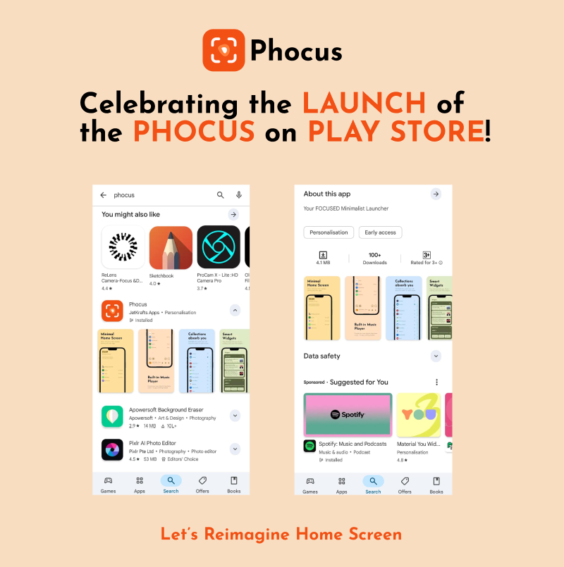 AppPhocus's tweet image. 🚀 PHOCUS is LIVE on the Play Store!
Say goodbye to distractions and hello to your most productive self.
Your time matters — make it count. 💯
#Productivity #PHOCUS #LauncherApp