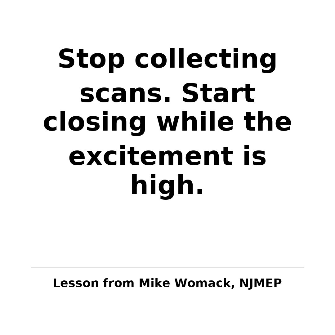 Trade shows are not for collecting scans. They are for closing. Create a clear offer, a place to sit, and a fast path to yes. Credit to Mike Womack at <a href="/NJMEP/">NJMEP</a> for the lesson.