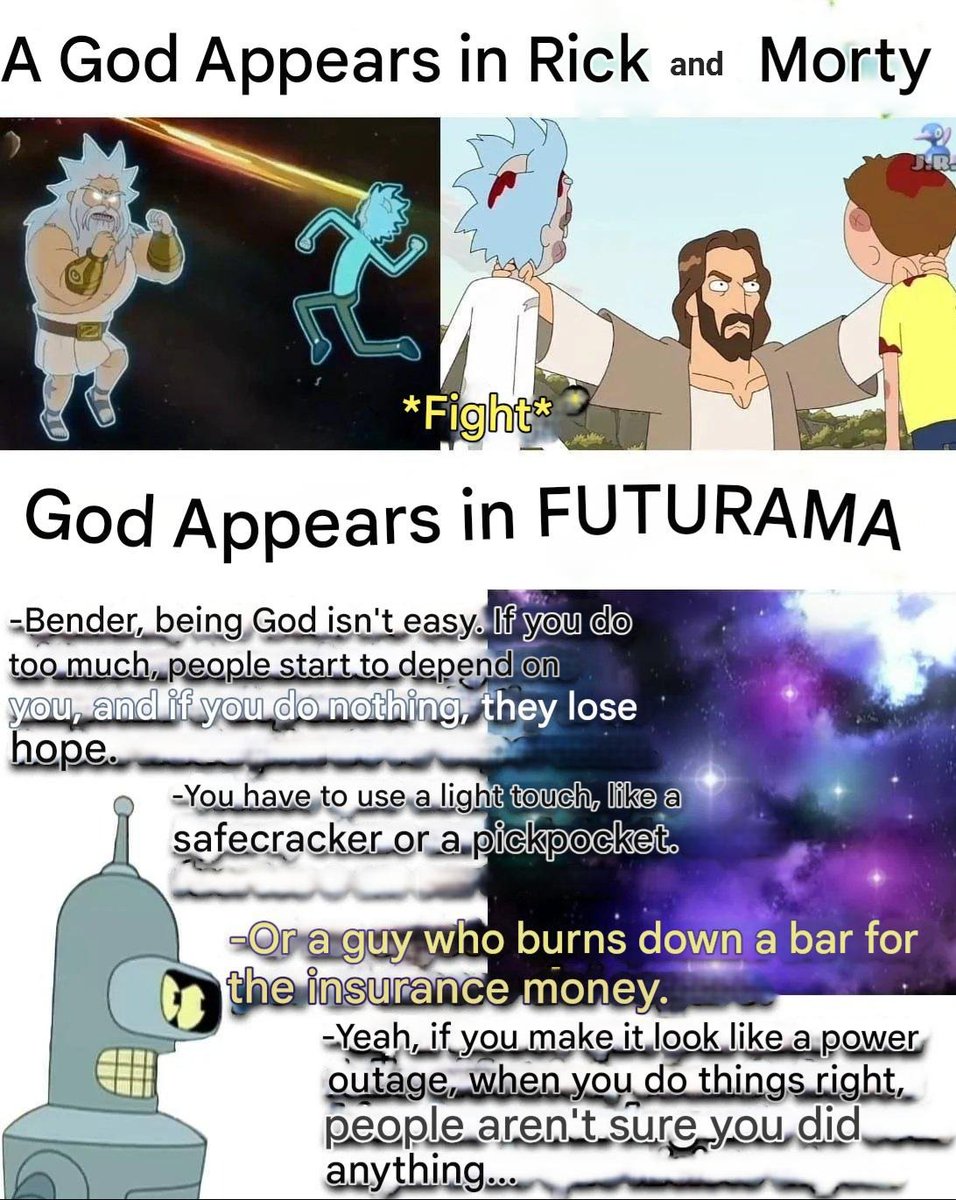 Rick and Morty is for bratty nihilistic kids.

Futurama is for people who enjoy life and it's beauties.