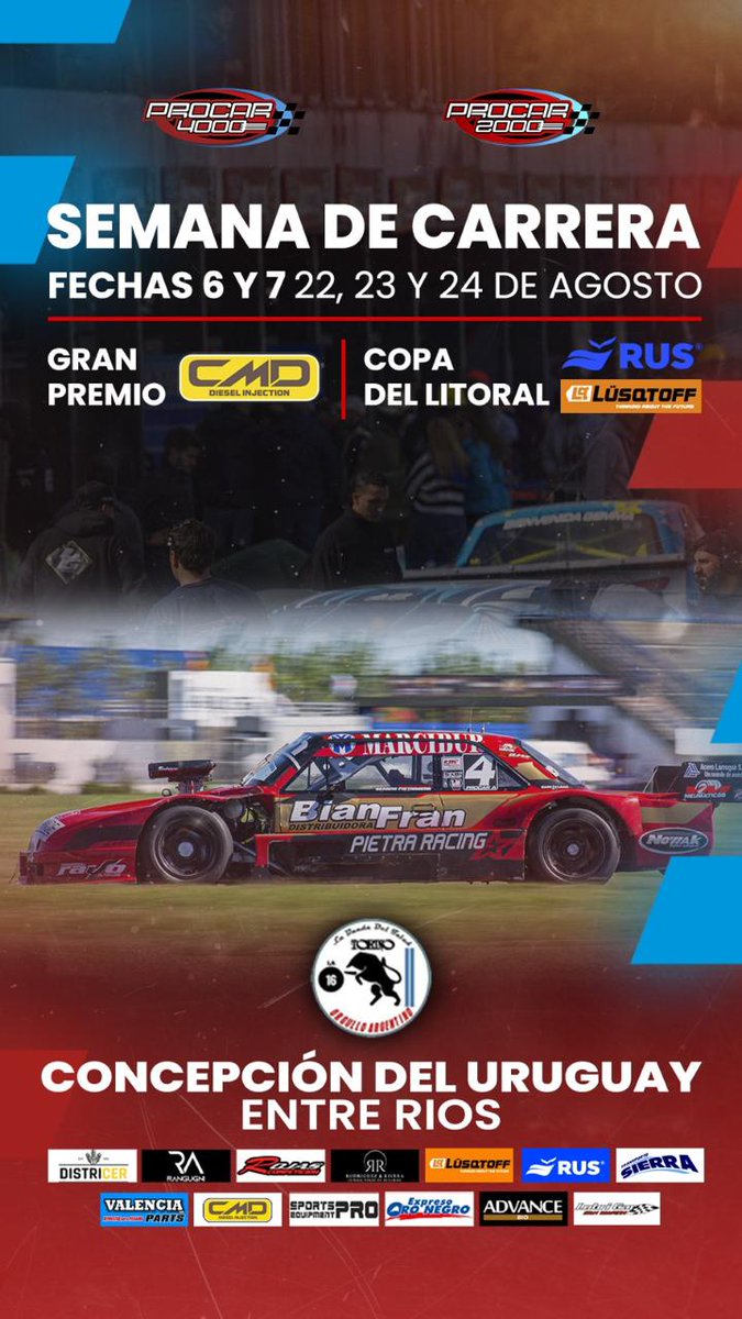 Los Esperamos en Concepción del Uruguay #ProCar4000 🚀🚀
#LaBandaDelTaludLa16 #La16 
<a href="/Procar_4000/">Procar4000</a>