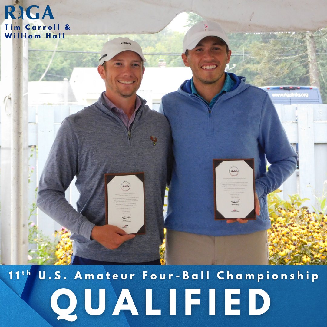 Rhode Island Golf Association (@rigalinks) on Twitter photo Congratulations to Tim Carroll & William Hall on qualifying for the 11th @usga Amateur Four-Ball Championship! 
Carroll & Hall (Pictured) qualified after winning a playoff.  
Peter Hartmann & Brian Fleckles (Not Pictured) finished as medalists with a score of 8-under-par. Congratulations to Tim Carroll & William Hall on qualifying for the 11th @usga Amateur Four-Ball Championship! 
Carroll & Hall (Pictured) qualified after winning a playoff.  
Peter Hartmann & Brian Fleckles (Not Pictured) finished as medalists with a score of 8-under-par.