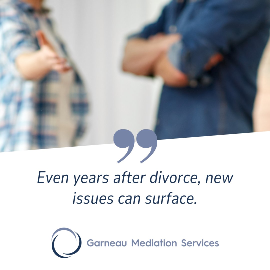 GMSmediator's tweet image. Even years after divorce, new issues can surface. Parenting disagreements, school changes, financial updates.

Mediation helps resolve these challenges without returning to court.

#PostDivorceSupport #ParentingSolutions #GarneauMediation