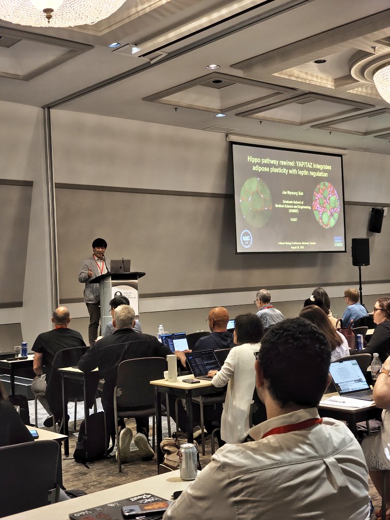 🎤 Our next speaker is Jae Myoung Suh from the Korea Advanced Institute of Science &amp; Technology 
He’ll introduce how the Hippo pathway regulates adipose tissue plasticity 🧫

#ABC2025 #AdiposeBiology
