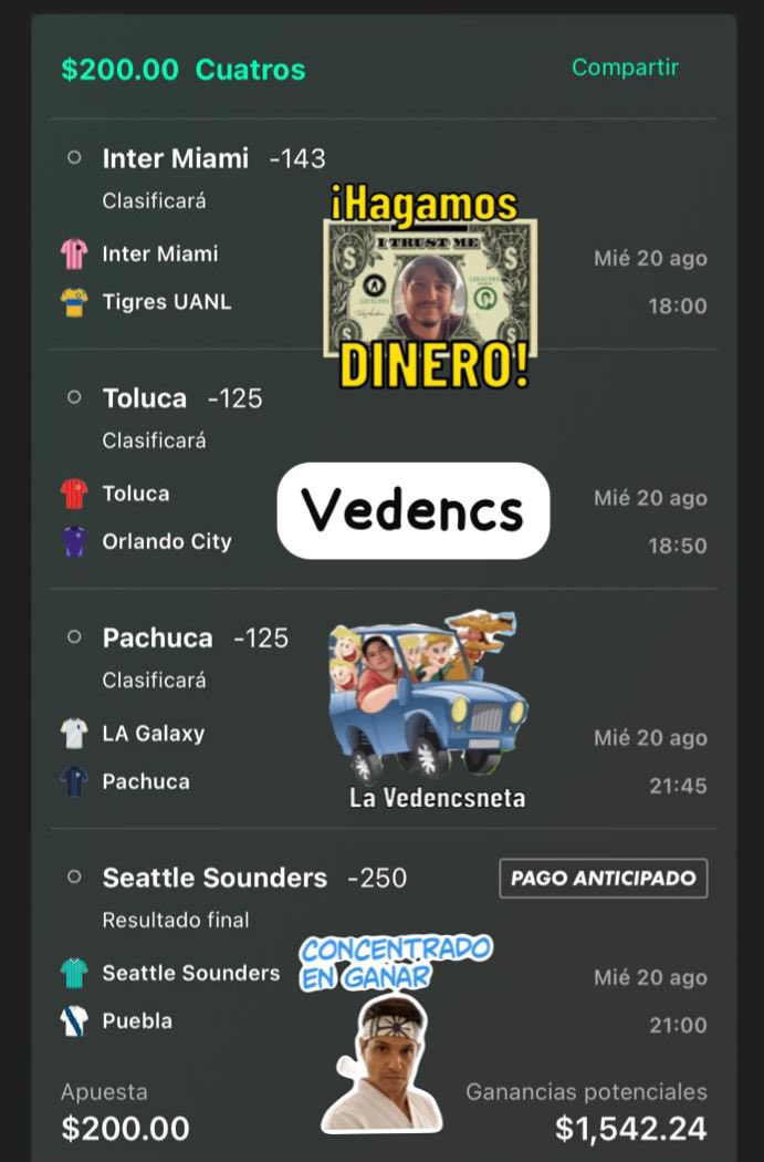 Vamos a curar las penas del #Prlaysemanal con este parlay de LeaguesCup ¿jalan? 💪🏼✅🤑🍀💰⚽️