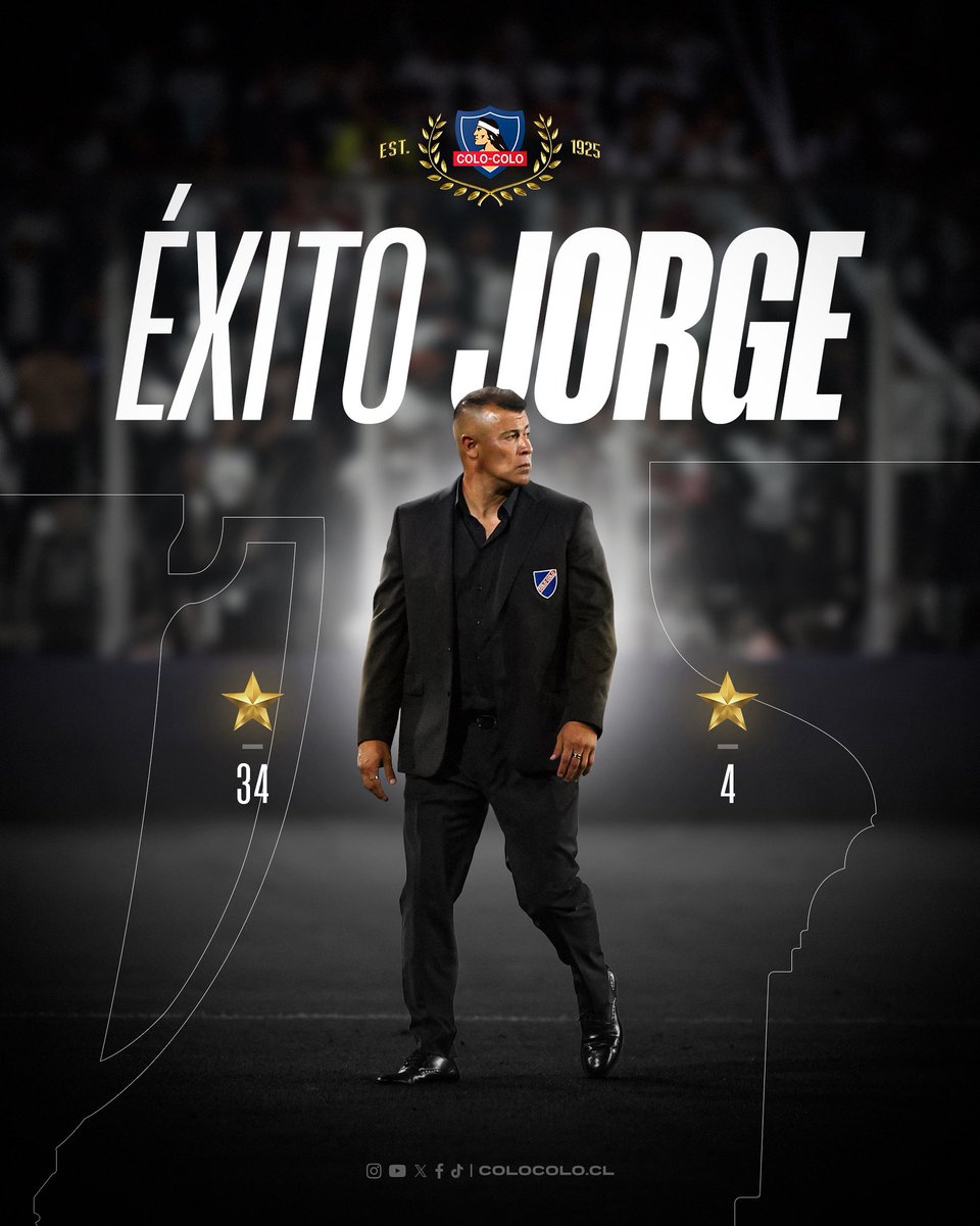 ColoColo's tweet image. ¡Gracias Jorge Almiron! ⚪️⚫️🤟🏼

Agradecemos el profesionalismo y compromiso demostrado durante su gestión, etapa en la que el club alcanzó la estrella 34 ⭐🏆 y la Supercopa 2024.

Le deseamos éxito en sus futuros desafíos profesionales.

#𝑉𝑎𝑚𝑜𝑠𝐶𝑜𝑙𝑜𝐶𝑜𝑙𝑜 •…