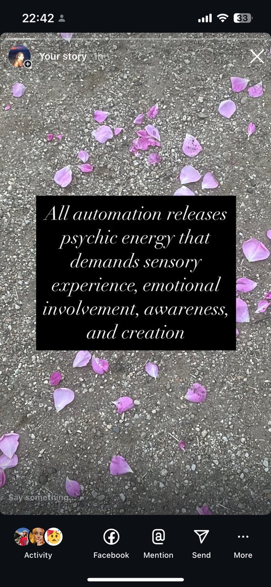 All automation releases psychic energy that demands sensory experiences, emotional involvement, awareness, and creation