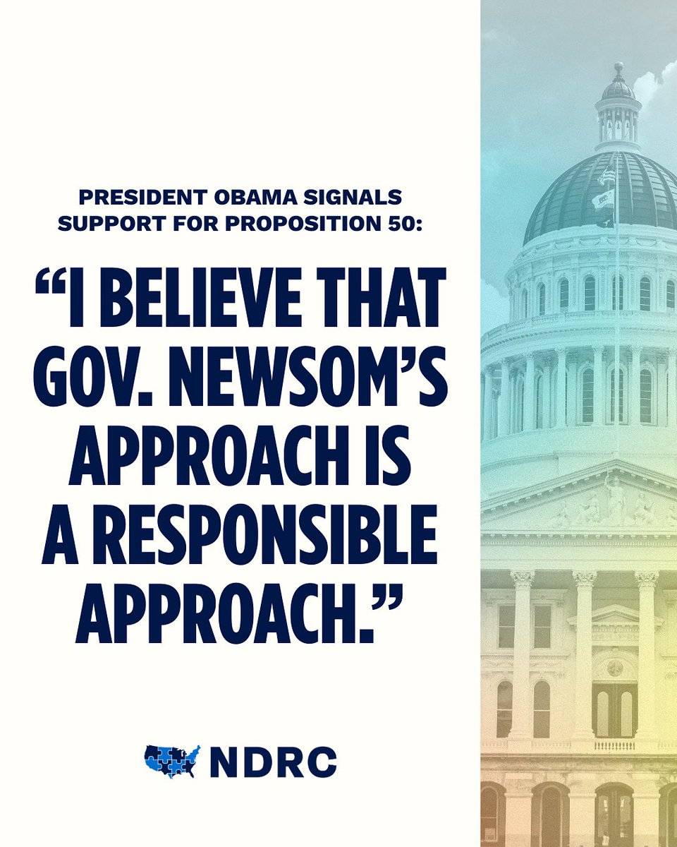 NDRC (@demredistrict) on Twitter photo We’re grateful to President <a href="/BarackObama/">Barack Obama</a> for being in this fight with us and supporting our mission.
California is advancing a process that gives voters the final say on implementing new maps.
This is a fair and responsible response to Trump’s unprecedented power grab. We’re grateful to President <a href="/BarackObama/">Barack Obama</a> for being in this fight with us and supporting our mission.
California is advancing a process that gives voters the final say on implementing new maps.
This is a fair and responsible response to Trump’s unprecedented power grab.