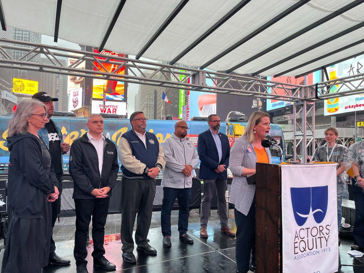 AFL-CIO President <a href="/LizShuler/">Liz Shuler</a>: “If we want Broadway to thrive, if we want this to continue to be the entertainment capital of the world, it starts with dignity for our workers… <a href="/ActorsEquity/">Actors' Equity</a>, 15 million of your siblings from the 63 unions of the AFL-CIO are with you.”