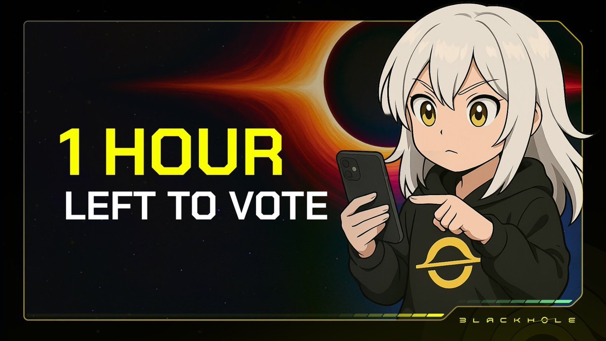 Only one hour left to vote for those who either locked or burned $BLACK for veBLACK!

over $1.9M in rewards in epoch 5🕳️   

Vote here: blackhole.xyz/vote