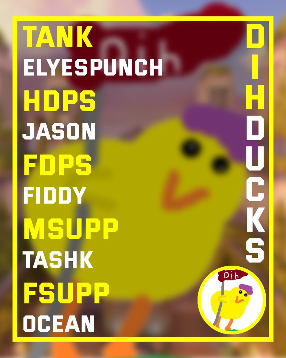 the ducks are in town and they are down to clown 🦆
<a href="/ElyesPunch/">Elyes Punch</a> <a href="/FiddyOW/">Fiddy</a> <a href="/Oc3an_ow/">Ocean</a>