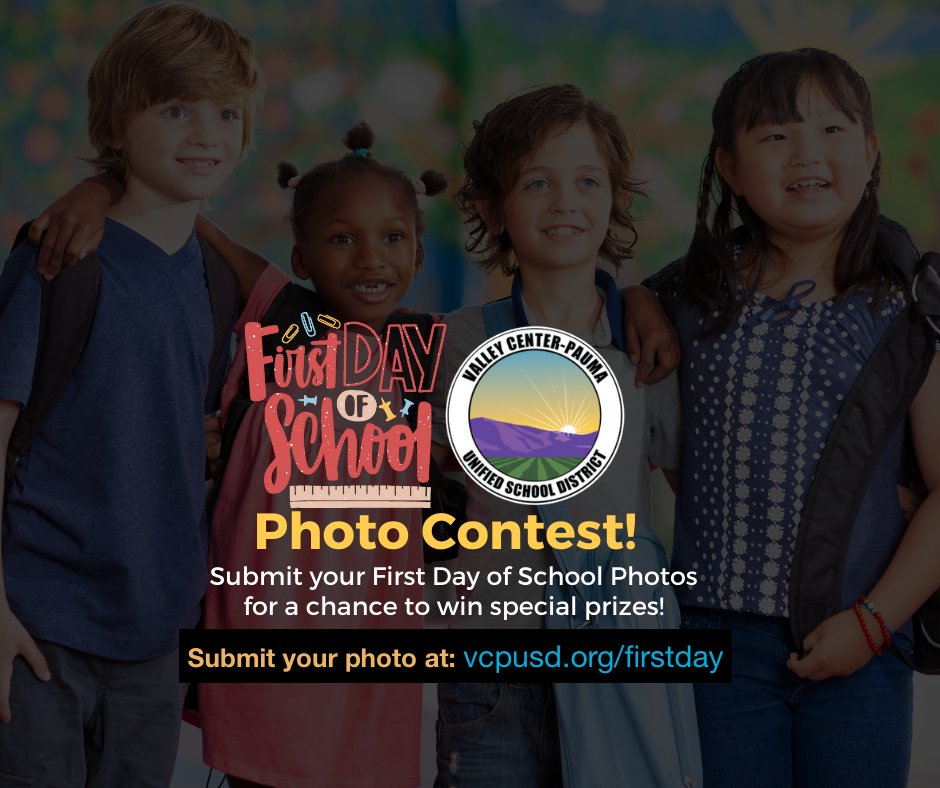 It is going to be an amazing year at VCPUSD and it starts with a great first day.  We want to see your first day photos and pick a few winners for prizes! Submit your photos at vcpusd.org/firstday  #ValleyCenterPaumaUnified #VCPUSD #ValleyCenter #ValleyCenterSchools