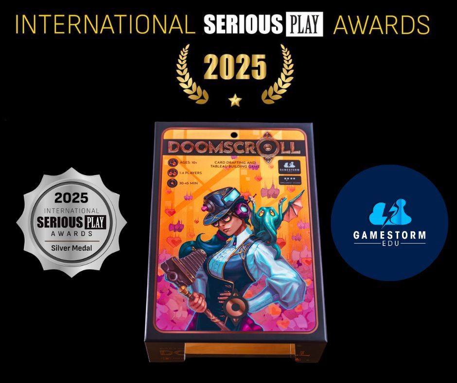 It's Official! Our very own game Doomscroll won a Silver Medal at the 2025 International Serious Play Awards in the Tabletop Category. 

Please excuse us as we wear our newest swag EVERYWHERE. Yes, even in the shower.

#tabletop #tabletopgaming #boardgames #cardgames #seriousplay