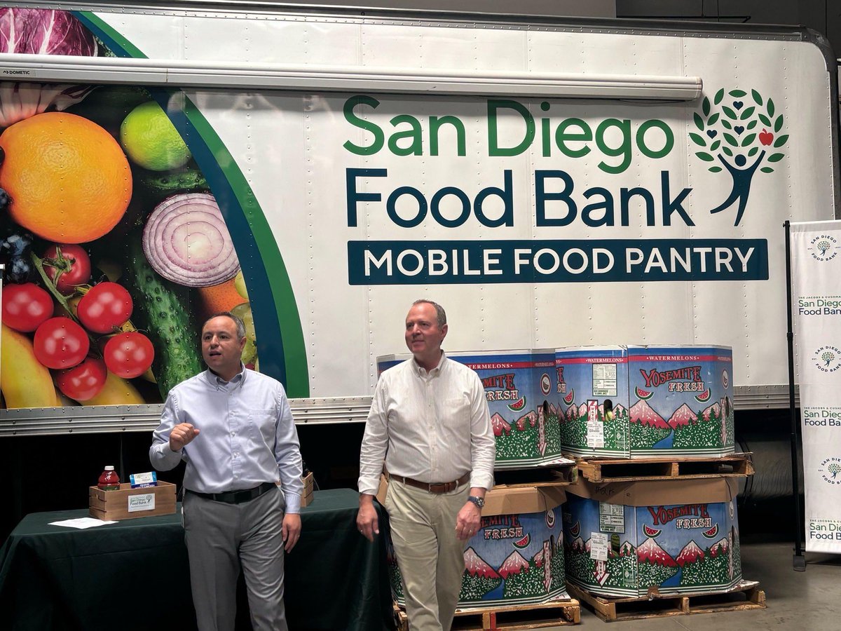 Adam Schiff (@senadamschiff) on Twitter photo The <a href="/SDFoodBank/">San Diego Food Bank</a> does remarkable work here in San Diego, providing food to over 400,000 people each month.
But this crucial work is now at risk because the GOP's Big Ugly Bill makes massive cuts to food assistance for the hungry.
I stopped by to thank the volunteers and staff The <a href="/SDFoodBank/">San Diego Food Bank</a> does remarkable work here in San Diego, providing food to over 400,000 people each month.
But this crucial work is now at risk because the GOP's Big Ugly Bill makes massive cuts to food assistance for the hungry.
I stopped by to thank the volunteers and staff