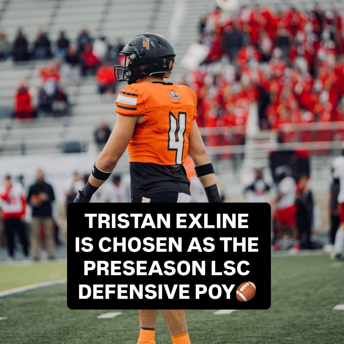 FloCollegeFB's tweet image. Offenses HATE to see Tristan Exline coming😤  

The UTPB linebacker has been picked as the Preseason LSC Player of the Year! 

#LSCfb | @UTPBFootball | @utpbfalcons | @LoneStarConf