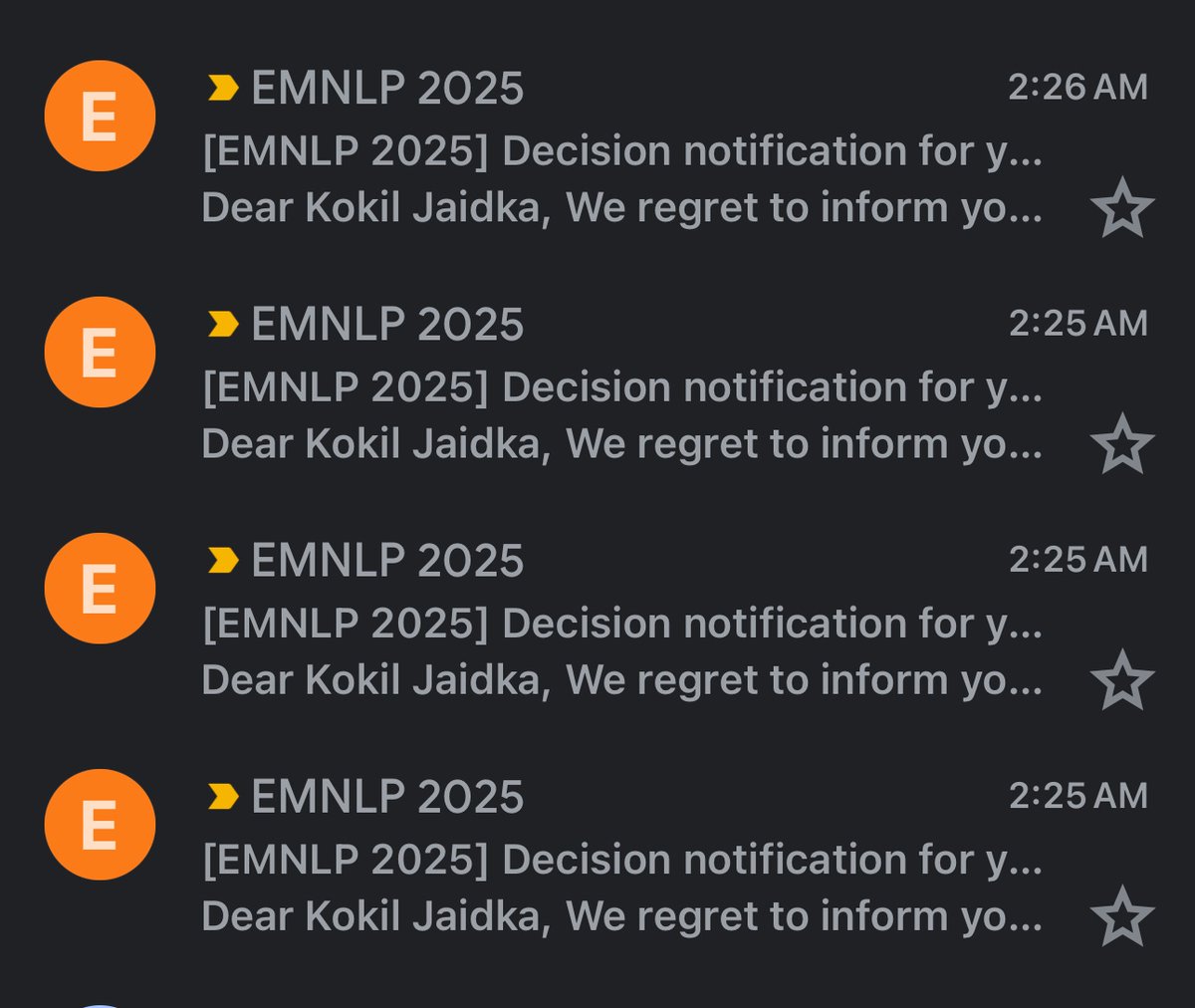 K0k!l J (@feedkoko) on Twitter photo Four EMNLP <a href="/emnlpmeeting/">EMNLP 2025</a> rejects! - & that's totally OK 🐠🐠
Check out the cool preprints though that we'll revise and improve!-
The NUS ABC Codemixed corpus! - arxiv.org/abs/2506.00332
Steering conversations! - arxiv.org/abs/2505.17413
Media bias! - arxiv.org/abs/2412.02271 Four EMNLP <a href="/emnlpmeeting/">EMNLP 2025</a> rejects! - & that's totally OK 🐠🐠
Check out the cool preprints though that we'll revise and improve!-
The NUS ABC Codemixed corpus! - arxiv.org/abs/2506.00332
Steering conversations! - arxiv.org/abs/2505.17413
Media bias! - arxiv.org/abs/2412.02271
