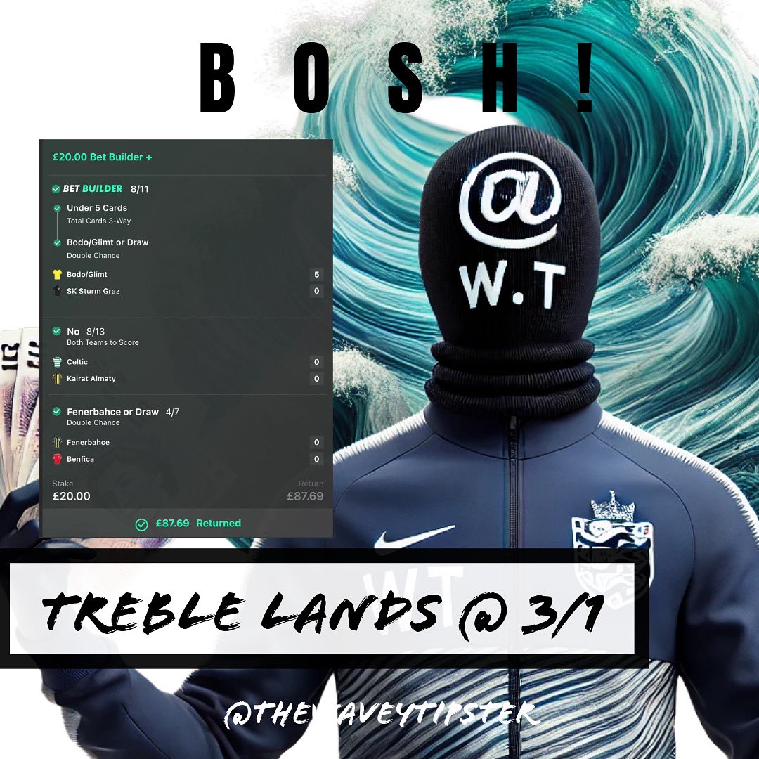 Thewaveytipster's tweet photo. Treble lands @ 3/1

DM to join 📱🌊

#footballtips #bettingtwitter #tipster https://t.co/B5kpgUzIOU