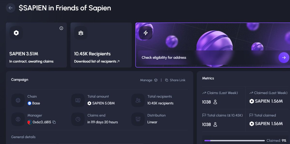 The Sapien airdrop claim process has begun. Claim from the link below.

🔗app.sablier.com/airdrops/campa…

I think everyone was happy with the <a href="/JoinSapien/">Sapien</a> airdrop, now we move on to the next projects

Next: <a href="/vooi_io/">vooi</a> <a href="/LABtrade_/">LAB</a> <a href="/antix_in/">Antix.in</a>