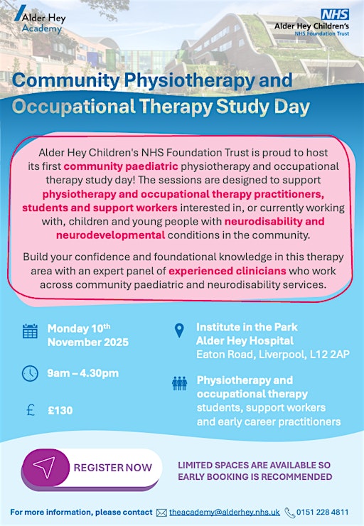 Alder Hey Physio & OT (Community) (@alderheyphysioc) on Twitter photo Come and join us for our first community physiotherapy and occupational therapy study day <a href="/AlderHey/">π₯ Alder Hey π</a>!
eventbrite.co.uk/e/community-phβ¦ Come and join us for our first community physiotherapy and occupational therapy study day <a href="/AlderHey/">π₯ Alder Hey π</a>!
eventbrite.co.uk/e/community-phβ¦