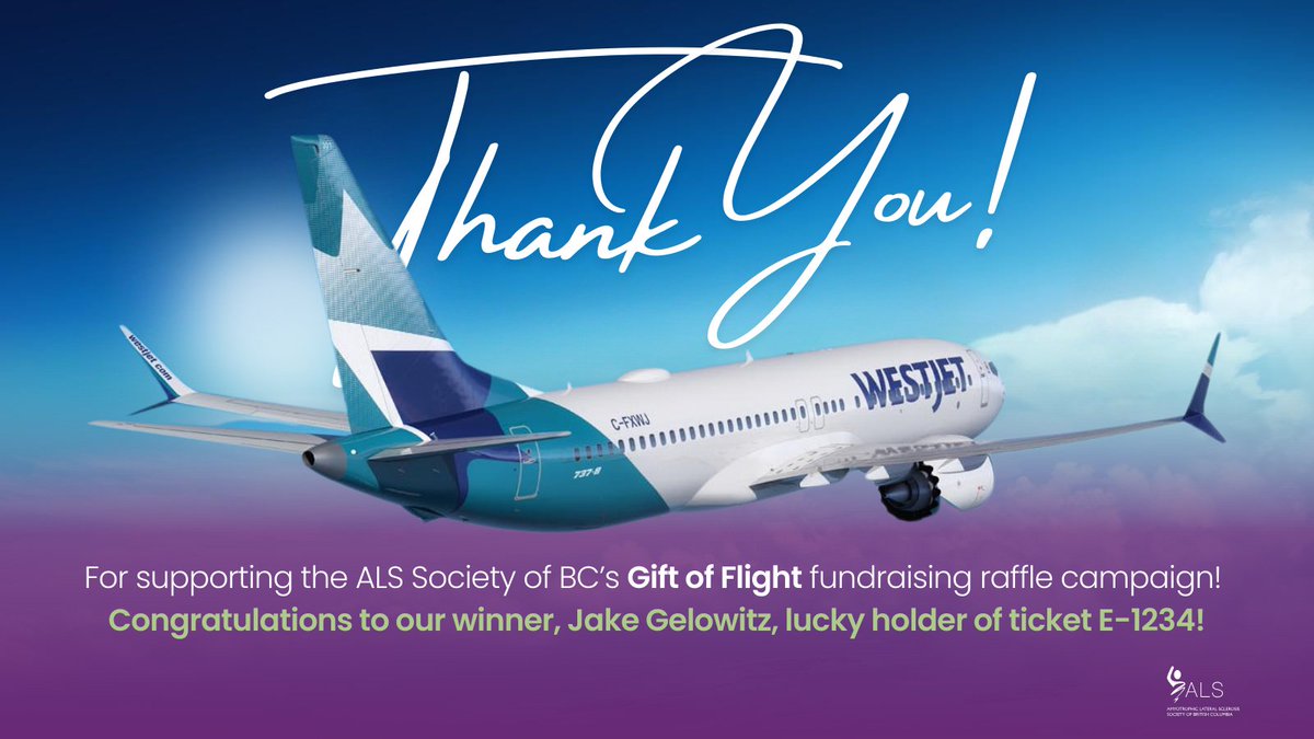 ✈️ Gift of Flight Winner Announcement! 

🎉 Thank you to everyone who participated and made this fundraising raffle campaign a success! Your amazing support and the generosity of WestJet, the campaign raised $7,500! 

👏 Congratulationss Jake Gelowitz!