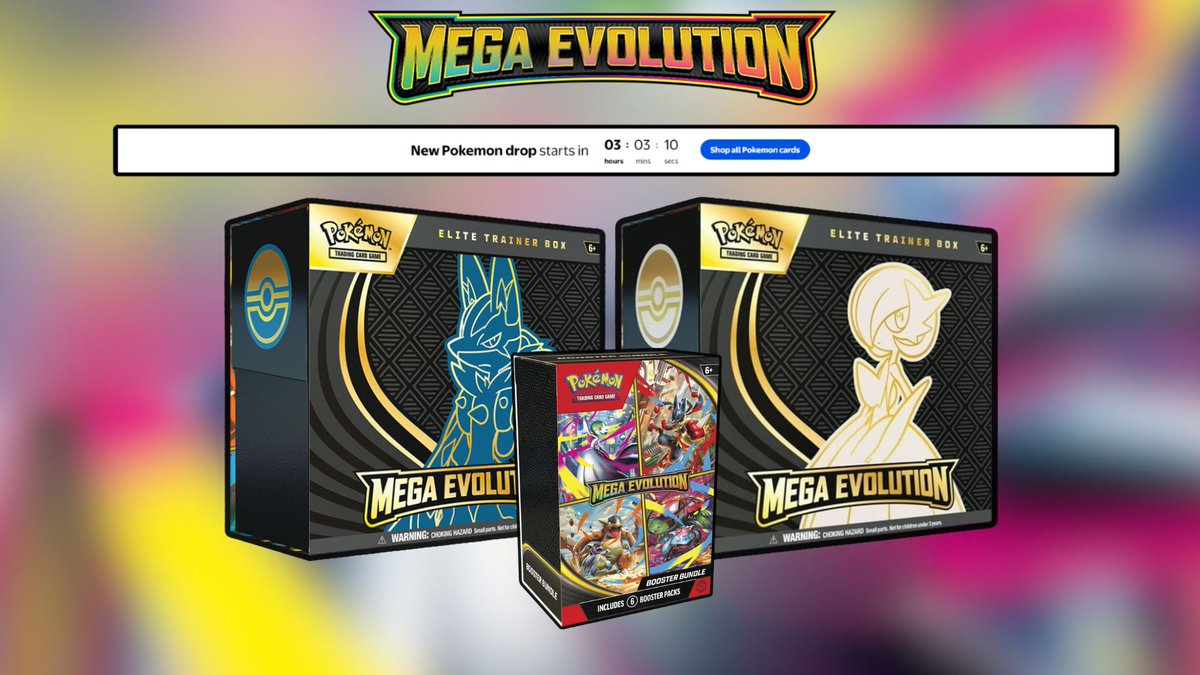 REMINDER: Walmart Mega Evolutions TONIGHT at 9PM EST Elite Trainer Box -  https://t.co/WLhqUdW11w Booster Bundle - https://t.co/bujTc0jRnp 3 Pk  Blister - https://t.co/odbHL4SjxJ #Pokemon #PokemonTCG