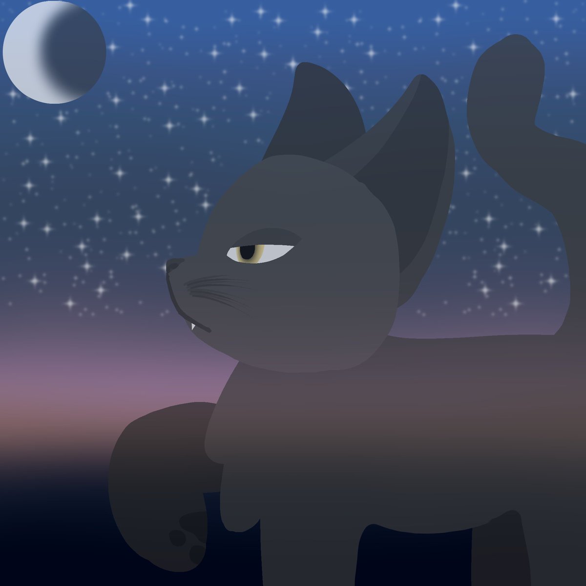 Kitty glaring at the moon 

#drawing #Cat #Midnight