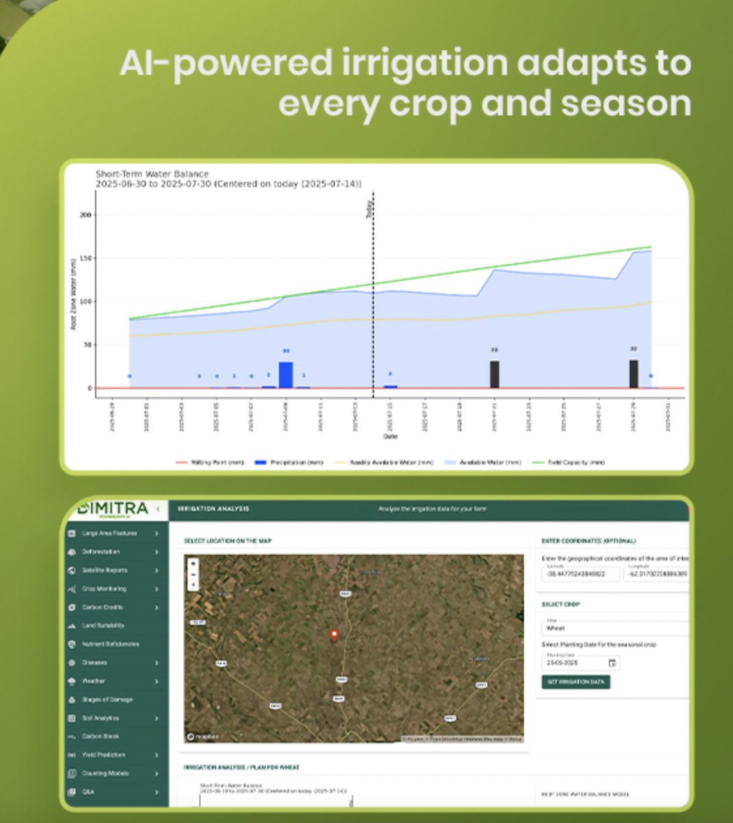 Irrigation decisions are among the most complex in agriculture. Too much water can harm soil health and waste resources, while too litle risks lower yields.

Farmers have often had to rely on experience or general schedules, which rarely reflect the specific needs of a field.