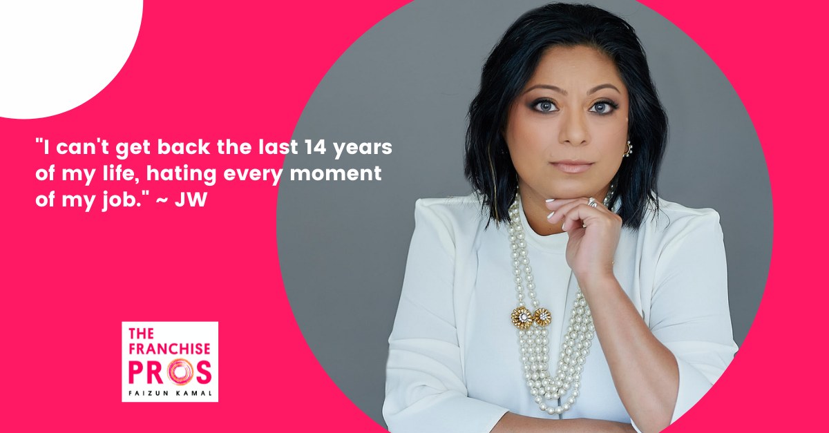 For 14 yrs, JW gave everything to her job.

Then she was laid off.

We found the right franchise fit.

A few months later, she said “My life has meaning again—and I can’t wait to see what the next 14 years hold.”

thefranchisepros.net/#con