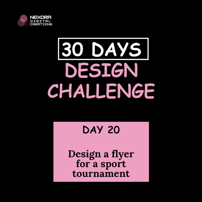 zainab_otun's tweet photo. Day 20/30: Game on! Get ready for the match! Designed a sports tournament flyer #sport #football #FlyerChallenge #30DayFlyerChallenge #GraphicsDesign #Nexoradigitalcreations https://t.co/KmZBbO5qYq