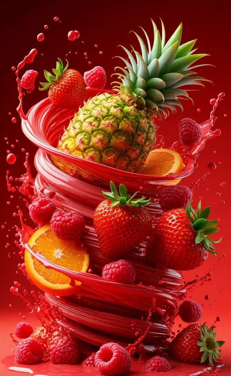 "Tornado de frutas..." 🍍🌪️🍓🍋
 #AIArtwork