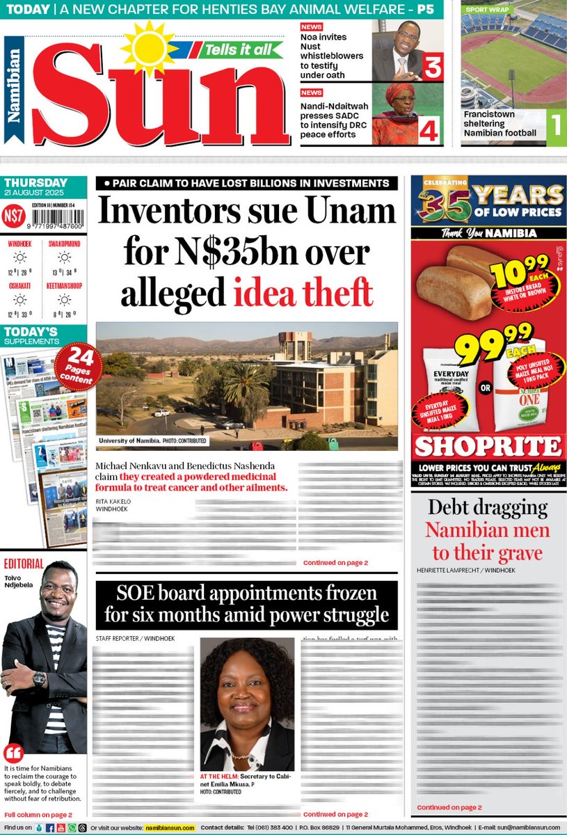 namibiansun's tweet image. Thursday news!