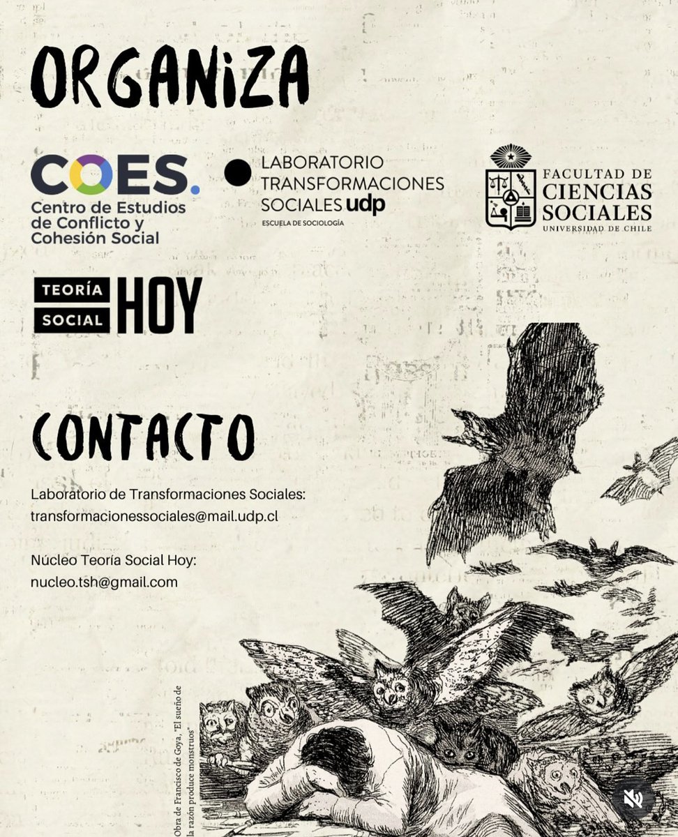 labtranssocial's tweet photo. ✨Coloquio de Teoría Social: ¿Qué hacemos cuando hacemos teoría social?✨

📅 27 de agosto de 2025
🕙10:00 a 17:20 horas
📍Auditorio Pedro Ortiz, Facultad de Ciencias Sociales, Universidad de Chile (Campus Juan Gómez Millas)

👉Info e inscripciones https://t.co/8n3Bef3zbP https://t.co/myQpZShNby
