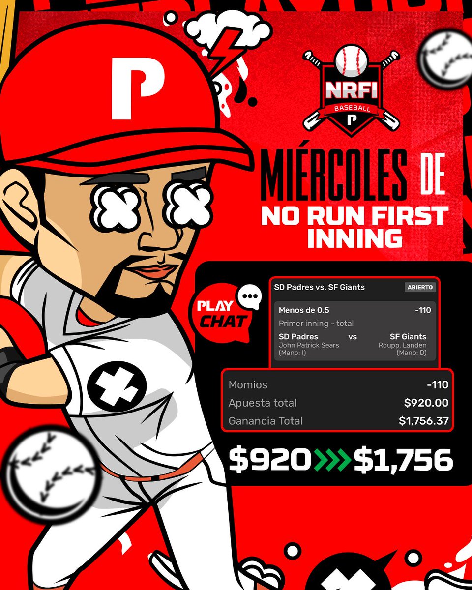 Playdoit México (@playdoitmexico) on Twitter photo 🚨 NO RUN FIRST INNING 🚨
Denle ❤️, RT 🔁 y comenten en este tuit con #NRFIPlaydoit, y si no hay carreras en el 1er inning de este juego, regalaré 5 bonos en mi cuenta de X entre los que sigan las indicaciones. 🎟️
⚾️ ¿Quién se apunta? ⚾️️️ 🚨 NO RUN FIRST INNING 🚨
Denle ❤️, RT 🔁 y comenten en este tuit con #NRFIPlaydoit, y si no hay carreras en el 1er inning de este juego, regalaré 5 bonos en mi cuenta de X entre los que sigan las indicaciones. 🎟️
⚾️ ¿Quién se apunta? ⚾️️️