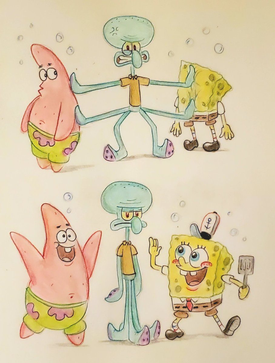 Spongebob Patrick And Squidward Drawing