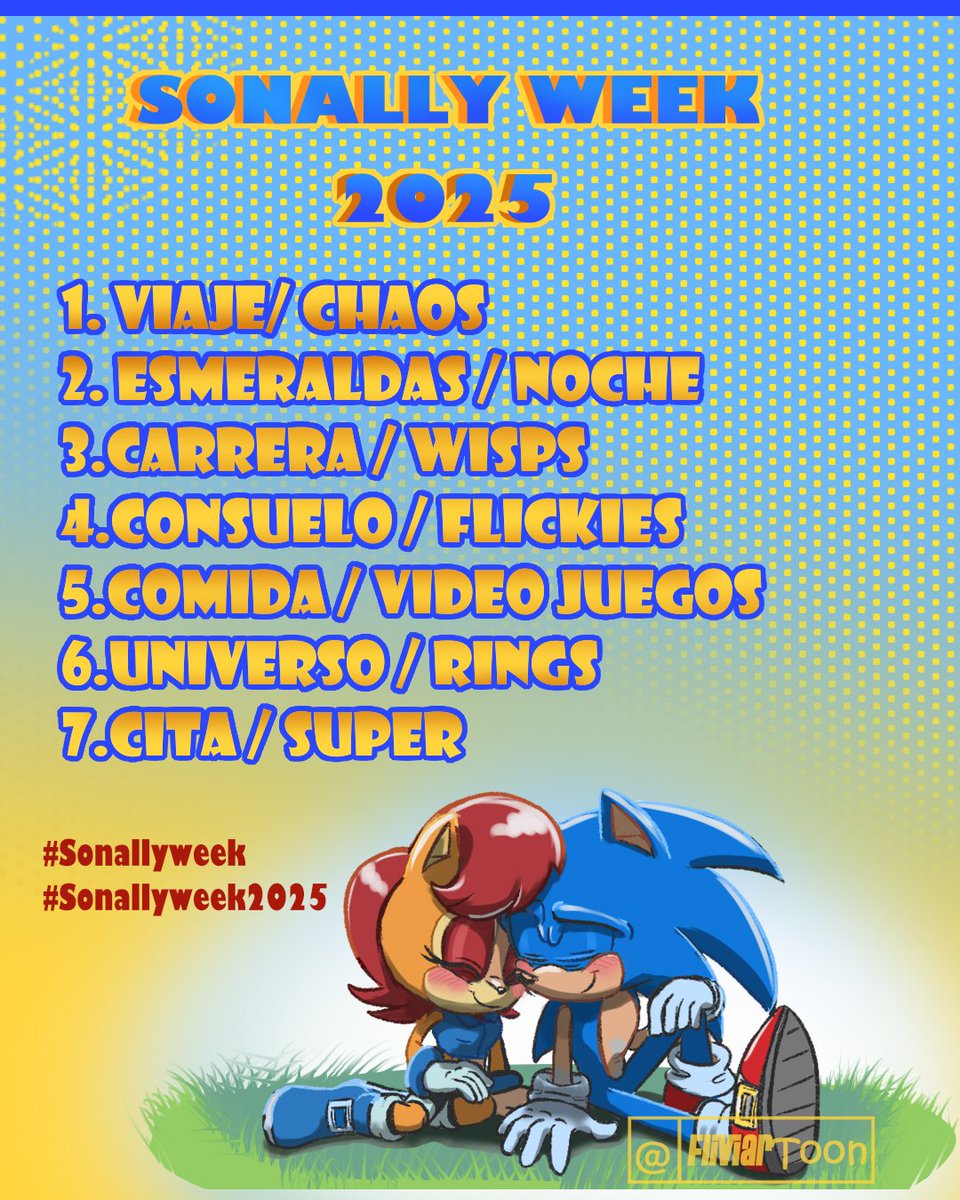 Fliviartoon's tweet photo. Debido a un Upsie! Tuve que borrarlo😅Pero ya lo corregi! 😉👍
(Spanish and English) Del 28 de Agosto a 1 de Septiembre
(Pero haganlo cuando quieran)
#sonallyweek2025 #sonally #sonallyweek #sonsal #SonicTheHedgehog #SallyAcorn https://t.co/ES3XFhZHr3