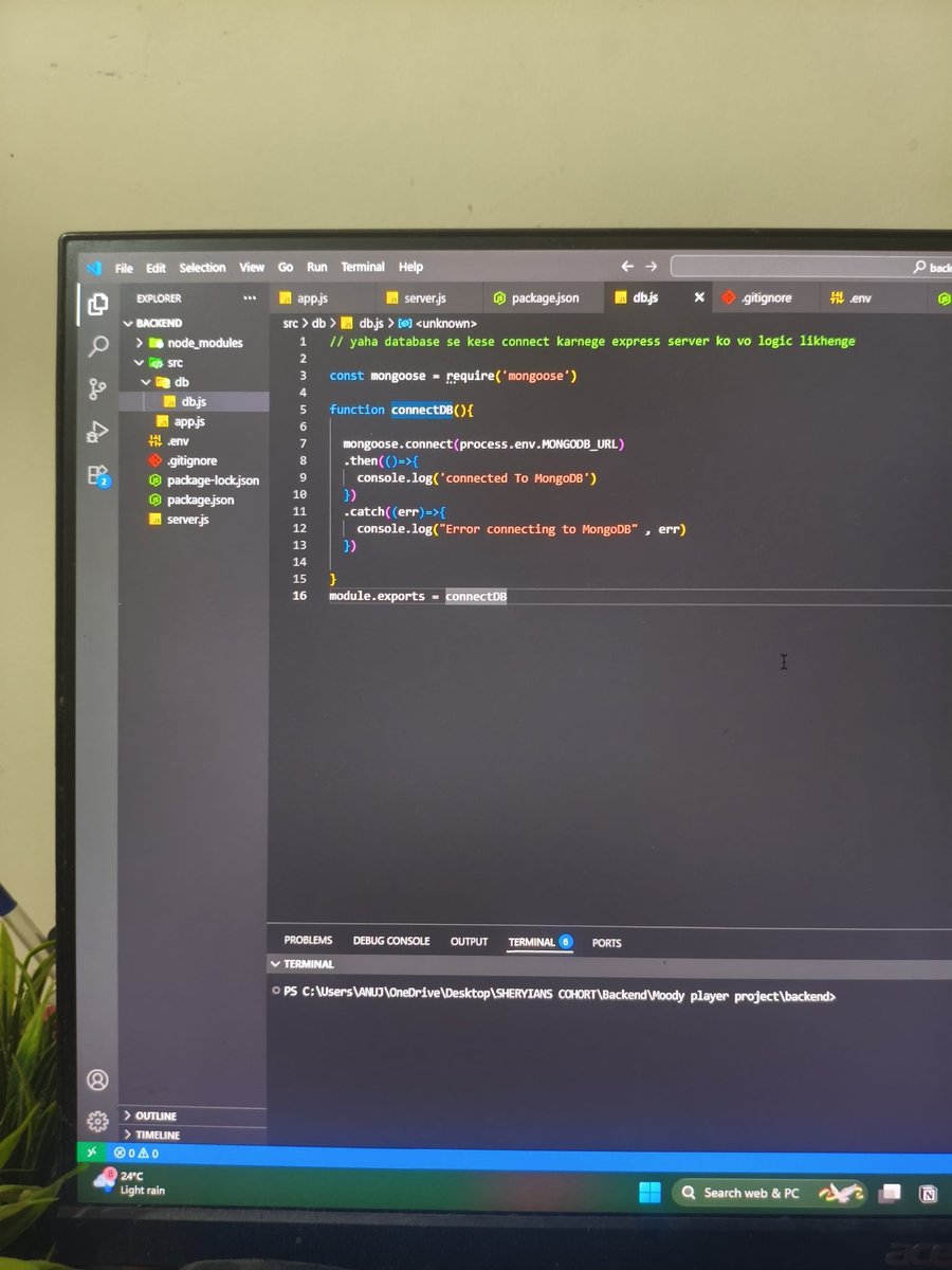AnujKus33788991's tweet image. Day 2 ✅ of my #75DaysOfCode
Connected Express server with MongoDB ⚡
Used .env file to secure DB string 🔒
Learning how small steps in security can make a big difference in real-world apps 💻🚀
#BackendDev #NodeJS #MongoDB #ExpressJS