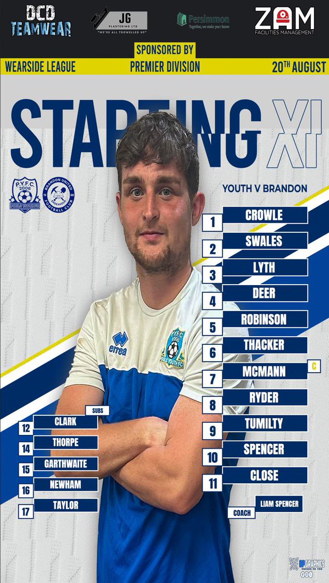 Hartlepool Pools Youth FC Seniors (@pyfc_seniors) on Twitter photo ๐จ Hereโs how we line up for tonightโs game! 
Debuts for Jacob Crowle in the net and Harry Close up top who join us on duals registrations from Northallerton and Billingham Town. 
๐ต UTPY โช๏ธ ๐จ Hereโs how we line up for tonightโs game! 
Debuts for Jacob Crowle in the net and Harry Close up top who join us on duals registrations from Northallerton and Billingham Town. 
๐ต UTPY โช๏ธ