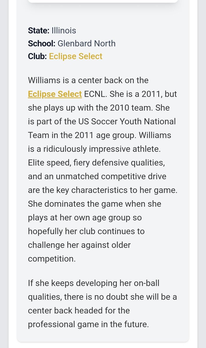 Anaiah & Cambria Williams #30 (@williamssis30) on Twitter photo Thank you <a href="/prep_soccer/">prep school soccer</a> for the ranking and recognition — truly honored to be included. Congrats to all the talented players who made the list!
@eclipseselectsc <a href="/EclipseSelc2011/">Eclipse Select 2011</a> Thank you <a href="/prep_soccer/">prep school soccer</a> for the ranking and recognition — truly honored to be included. Congrats to all the talented players who made the list!
@eclipseselectsc <a href="/EclipseSelc2011/">Eclipse Select 2011</a>