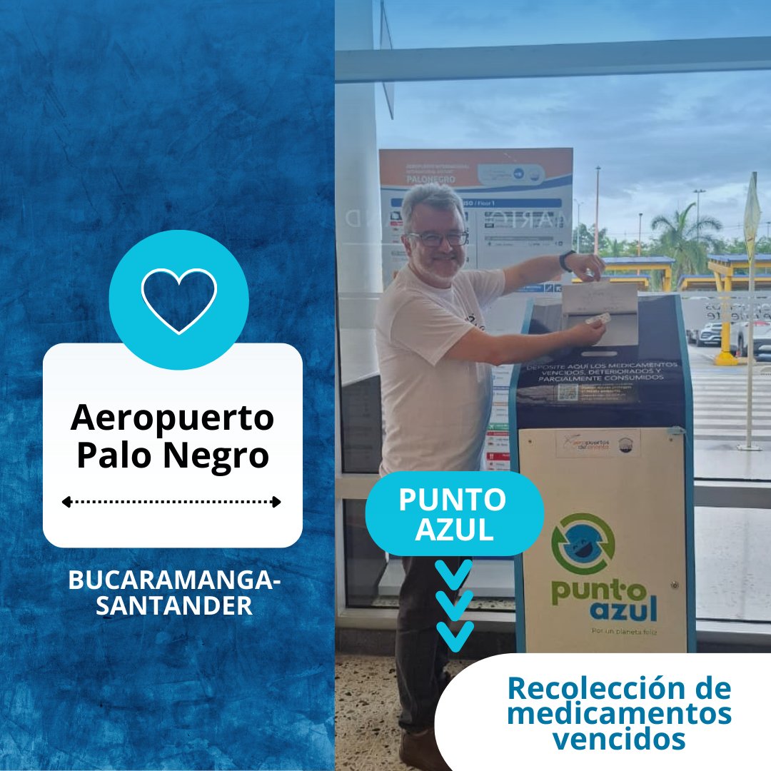 osmb_ocam's tweet photo. 𝙋𝙐𝙉𝙏𝙊 𝘼𝙕𝙐𝙇
(Recolección de medicamentos vencidos)

Aeropuerto Palo Negro
Bucaramanga - Santander https://t.co/DM0oXFQK37