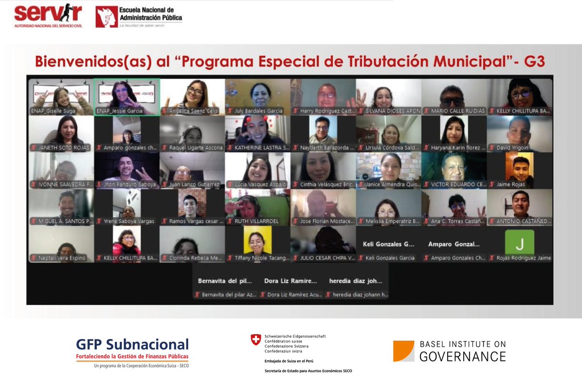 Programa GFP Subnacional (@programa_gfp) on Twitter photo Inició la edición 2025 del Programa Especial en Tributación Municipal implementado por ENAP, órgano de línea de <a href="/SERVIR_PERU/">SERVIR_PERU</a> y el <a href="/Programa_GFP/">Programa GFP Subnacional</a>.
Más información: gfpsubnacional.pe/2025/08/20/ini…
Con el apoyo de <a href="/SECO_Peru/">Massimo Bloch</a> y <a href="/BaselInstitute/">Basel Institute on Governance</a>🇨🇭 Inició la edición 2025 del Programa Especial en Tributación Municipal implementado por ENAP, órgano de línea de <a href="/SERVIR_PERU/">SERVIR_PERU</a> y el <a href="/Programa_GFP/">Programa GFP Subnacional</a>.
Más información: gfpsubnacional.pe/2025/08/20/ini…
Con el apoyo de <a href="/SECO_Peru/">Massimo Bloch</a> y <a href="/BaselInstitute/">Basel Institute on Governance</a>🇨🇭