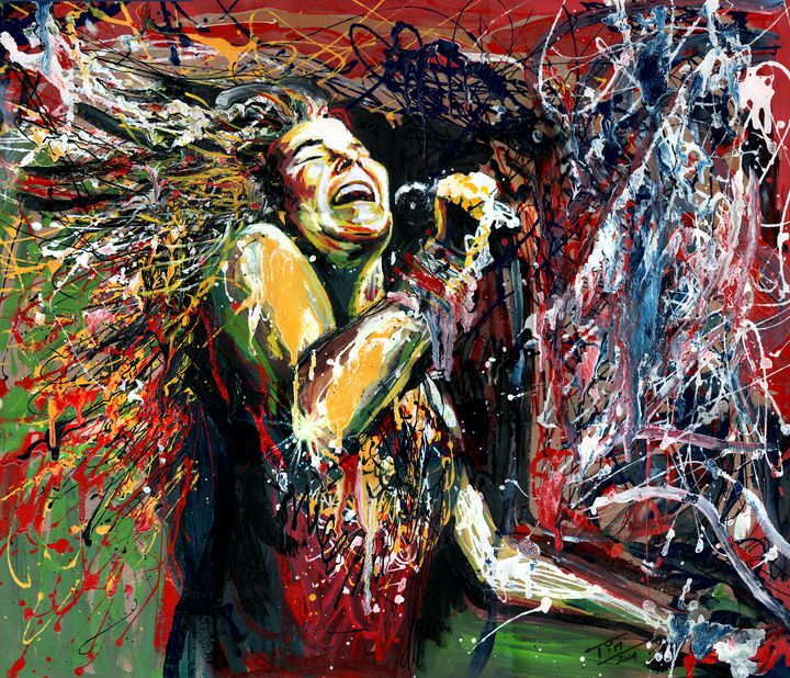 TinArtStore's tweet photo. Art of the Day! "Janis Joplin attack". Buy at: https://t.co/Dtgh1t0n9V https://t.co/S0JbxZdbXz
