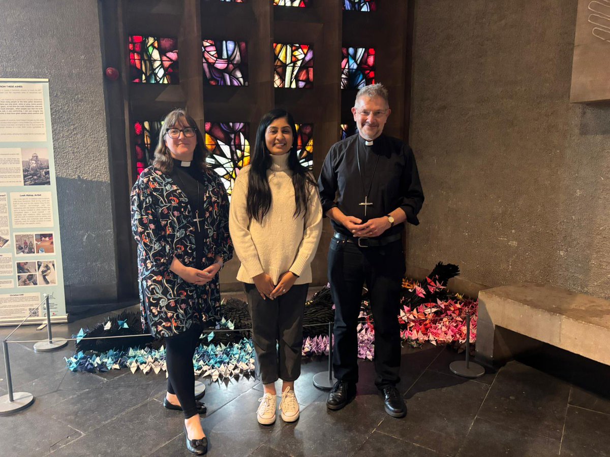 Great to catch up with the Very Revd John Witcombe &amp; Revd Canon Kate Massey at Coventry Cathedral today.

Also an opportunity to see the CND sculpture ‘Hope Will Blossom From These Ashes’ - a powerful reminder of Hiroshima, Nagasaki &amp; Coventry’s enduring role as a city of peace🩵