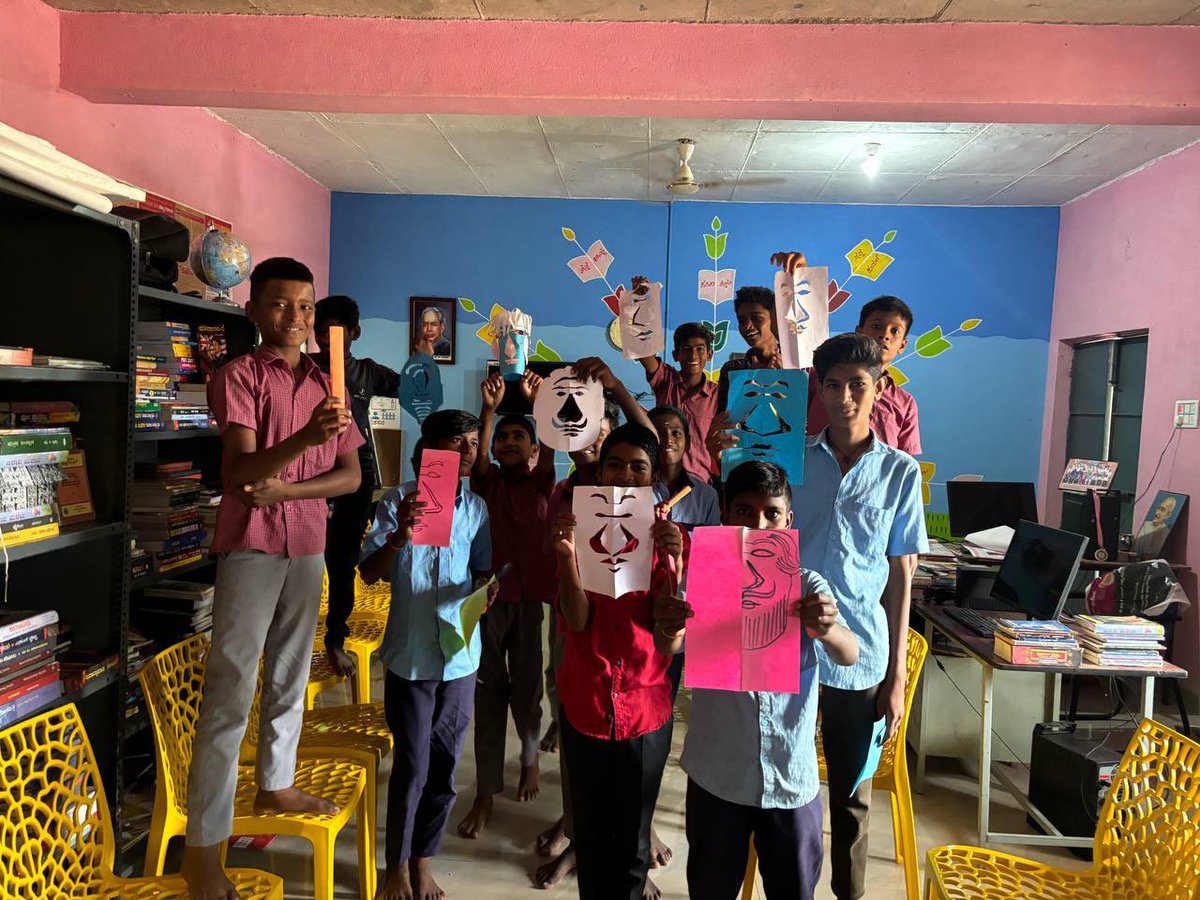 Love these blurry pics coming in daily from rural public libraries across Karnataka. Kids are reading, interacting, creating, and learning. 🌷🌿📚