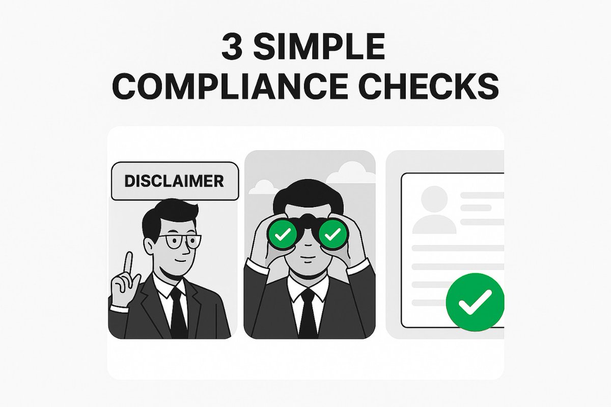 Your 3-Step Independence Day Compliance Check 

 1) Disclaimer visible
 2) Wording shows intent, not hype
 3) Issuer/registration info clear

👉 Try this 3-step check before you post next.
#Compliance #SEBI #BFSI #MutualFunds #RIA