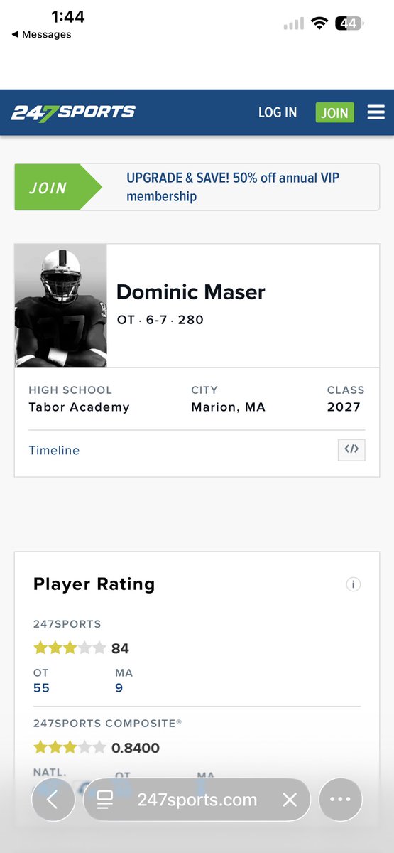 DominicMaser76's tweet photo. Blessed to be ranked a 3 ⭐️ recruit by 247! More work to do!

@TASeawolfFB @CoachJeffMoore https://t.co/P55m1SFlu9