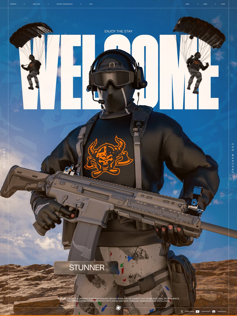 Berserk x Warzone 

Happy to announce our warzone captain &amp; content creator, please welcome,

🪂 <a href="/staticstunner/">Stunner</a> 
🎙️twitch.tv/staticstunner
 
#GoBerserk 🪓