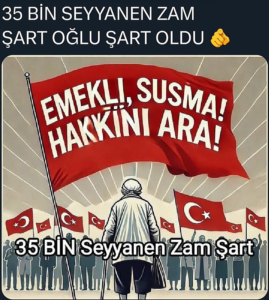 Beytullah_Citak's tweet photo. Destek Verin'ki Sesimiz Duyulsun..💪

35 Bin Seyyanen Zam Şart Oğlu Şart Oldu Tüm Emekli'lere 🫵 

#AkepeGitsinSefaletBitsin https://t.co/REe2zpE2Dl