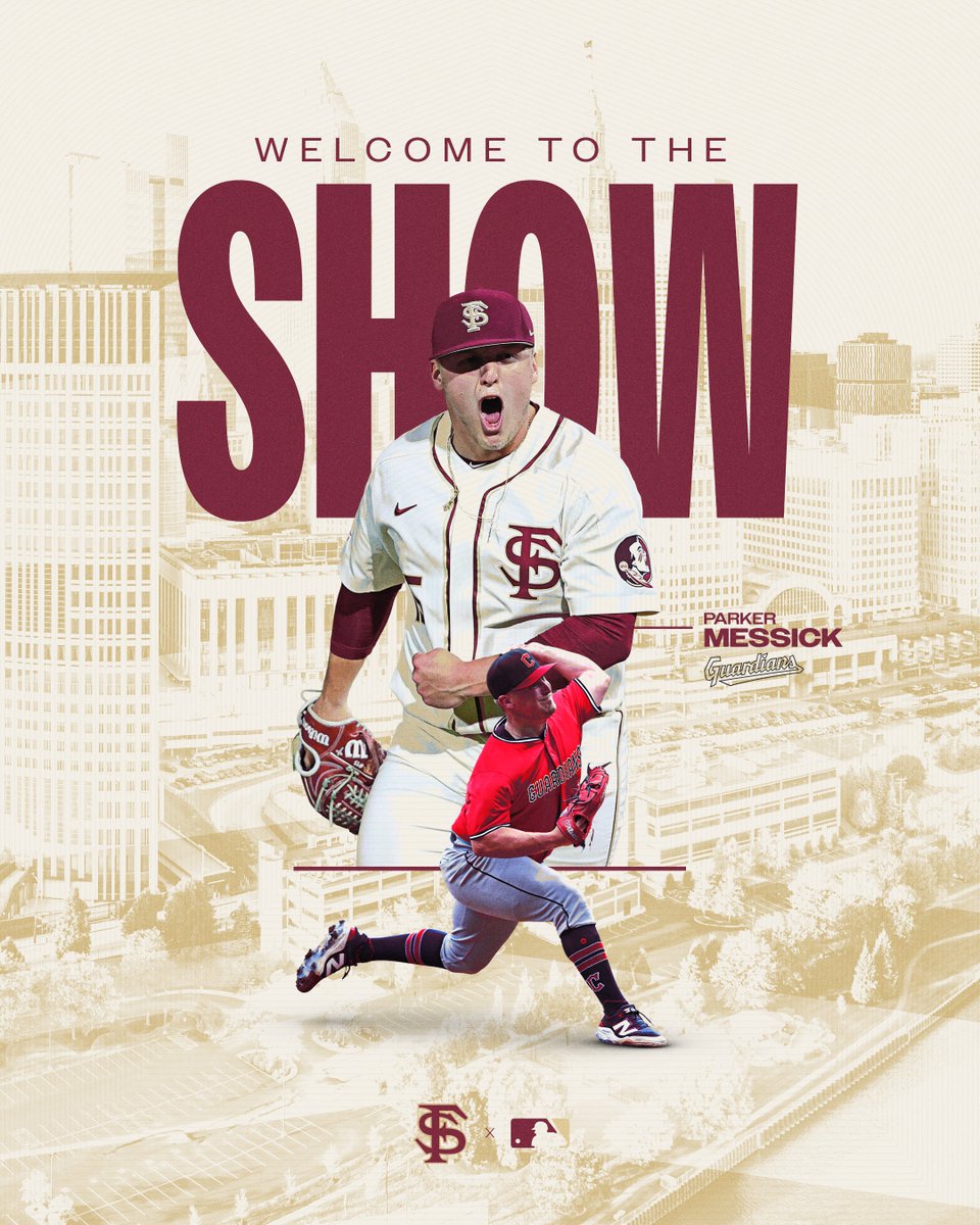 FSU Baseball (@fsubaseball) on Twitter photo Parker Messick is a big leaguer!
Parker has been called up and will make his MLB debut tonight as the starting pitcher for the <a href="/CleGuardians/">Cleveland Guardians</a>.
#ProNoles Parker Messick is a big leaguer!
Parker has been called up and will make his MLB debut tonight as the starting pitcher for the <a href="/CleGuardians/">Cleveland Guardians</a>.
#ProNoles