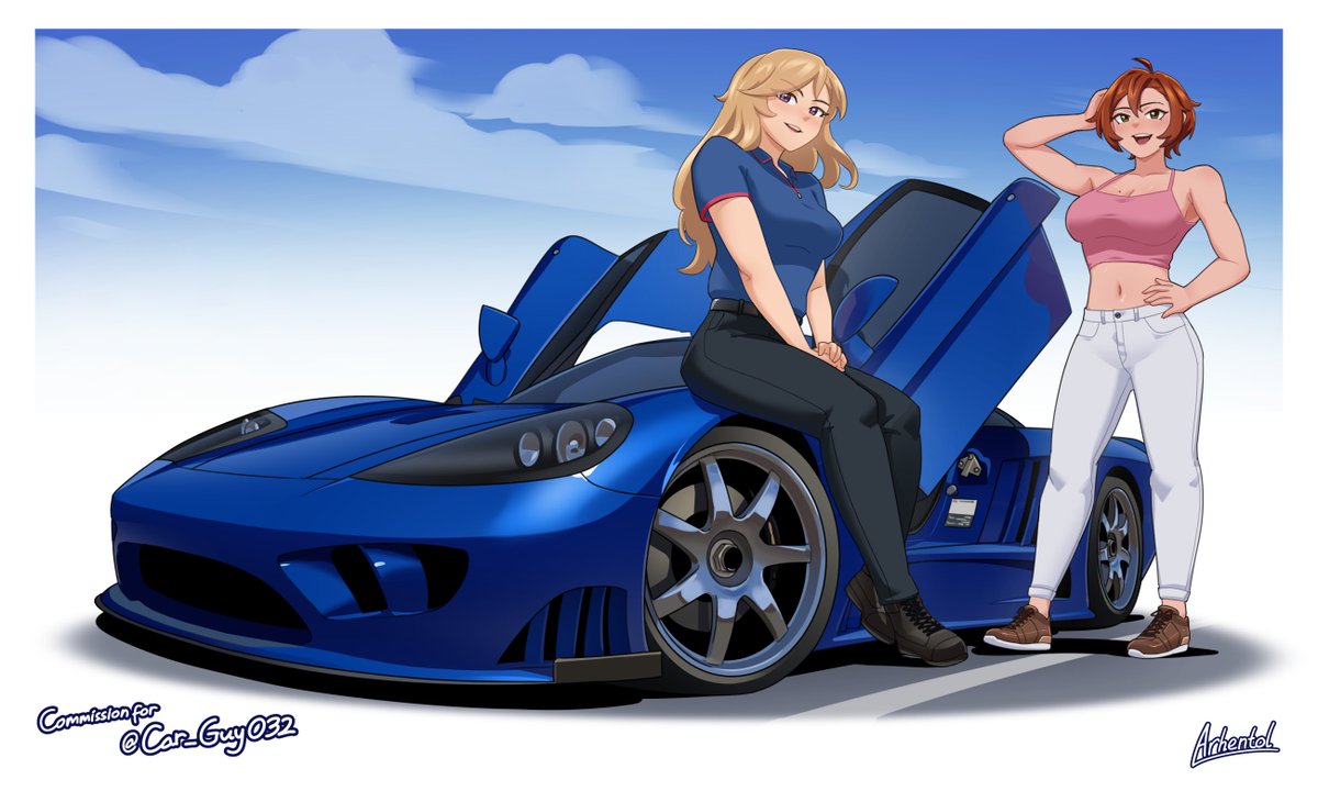 Got to draw Markov and Raelyn with a cool car... Thank you Car_Guy032!, image size:1200x720