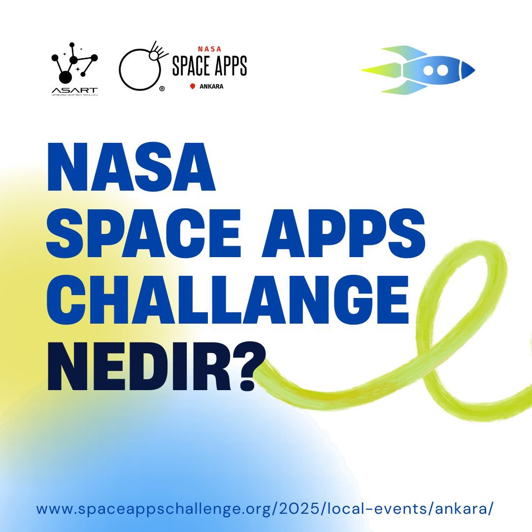 spaceappsank's tweet photo. NASA Space Apps Challenge nedir?
Dünyanın dört bir yanından yaratıcı zihinler, teknoloji ve uzay tutkusunu birleştiriyor!
Ankara'da da bu heyecanı yaşamak mümkün. Sen de takımını kur, fikirlerini paylaş ve uzayın sınırlarını zorla! https://t.co/vbNjvKjmwZ