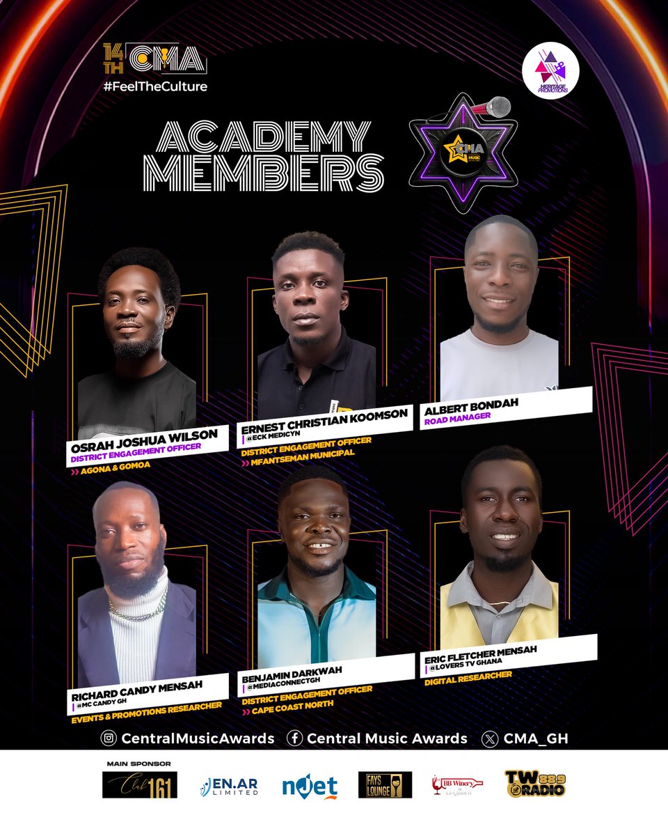 When Objectivity meets Expertise! Congratulations to our third batch of Academy Members for the 14th Central Music Awards. 

NB: To file for nominations, download form via google drive link and fill accordingly. 
LINK: drive.google.com/file/d/19Q6vaV…

#CMA2025 #FeelTheCulture